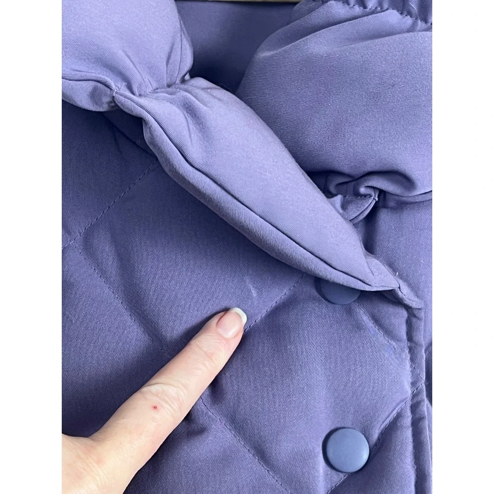 Catherine Malandrino x The Limited Down Puffer Jacket Purple Quilted XL‎ Cropped